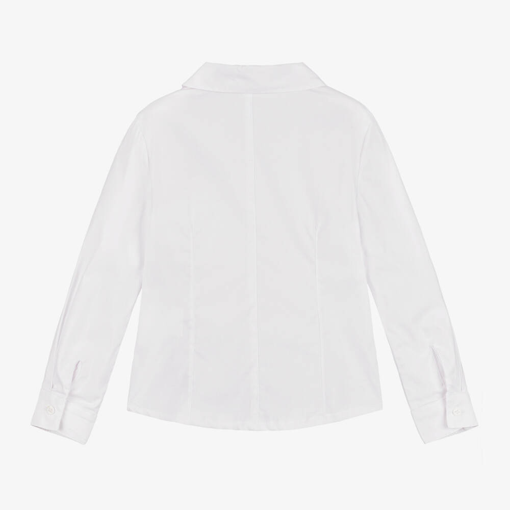 بالون شيك-قميص قطن لون أبيض للبنات | Childrensalon Outlet