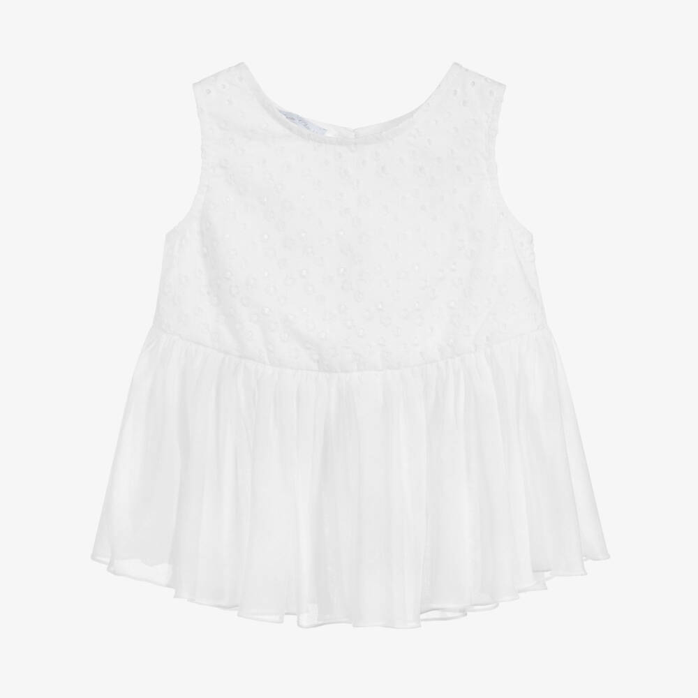 Balloon Chic-Girls Ivory Cotton Blouse | Childrensalon Outlet