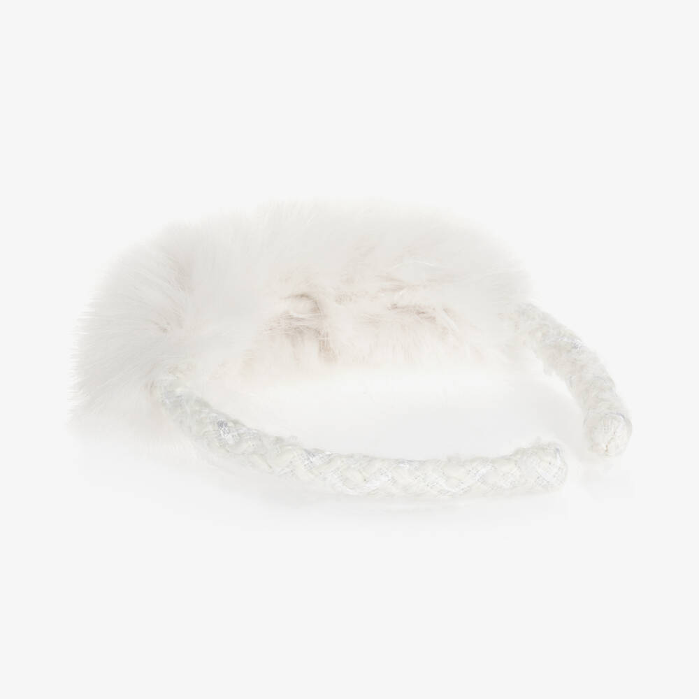 Balloon Chic-Girls Ivory Faux Fur Hairband | Childrensalon Outlet