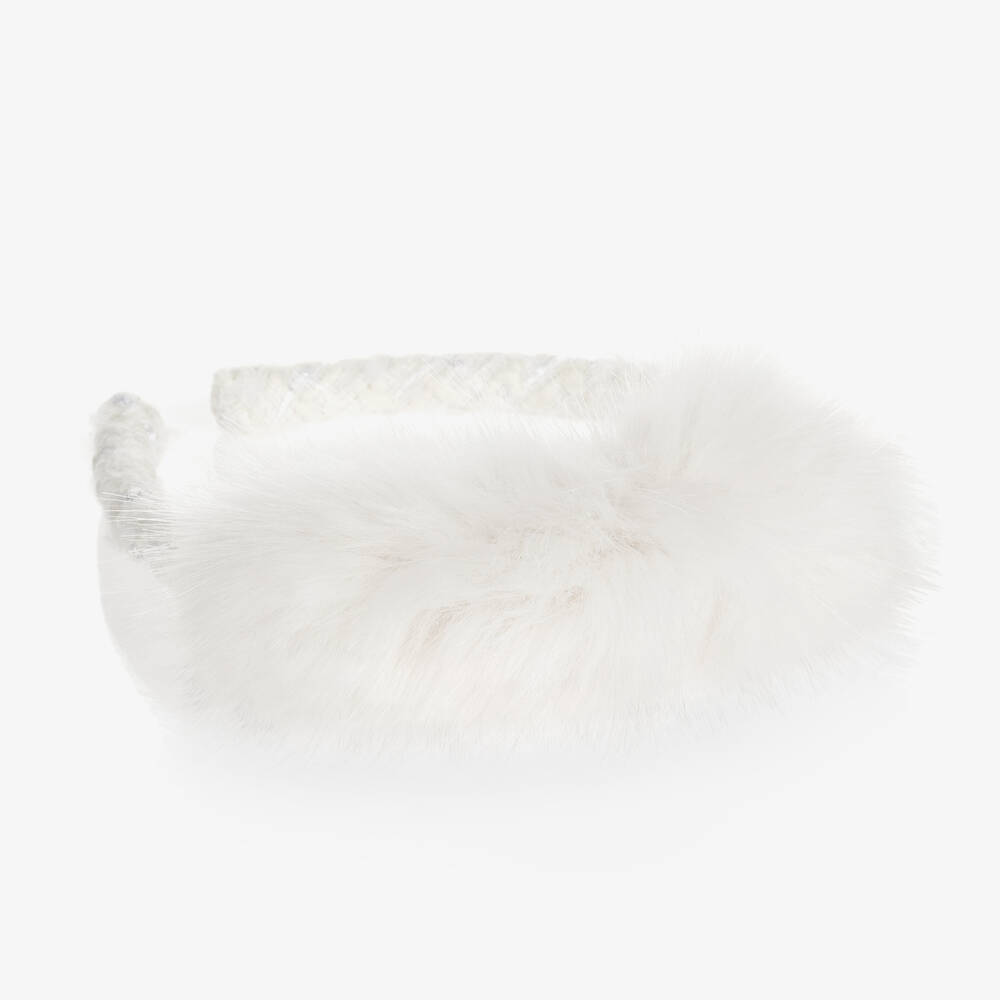 Balloon Chic-Girls Ivory Faux Fur Hairband | Childrensalon Outlet