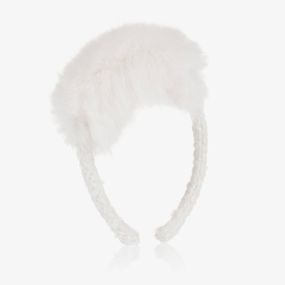 Balloon Chic - Girls Ivory Faux Fur Hairband | Childrensalon