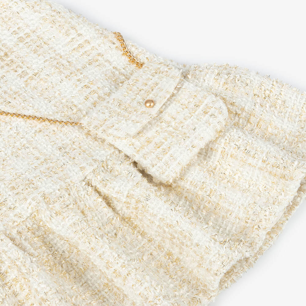 Balloon Chic-Girls Ivory & Gold Tweed Dress Set | Childrensalon Outlet