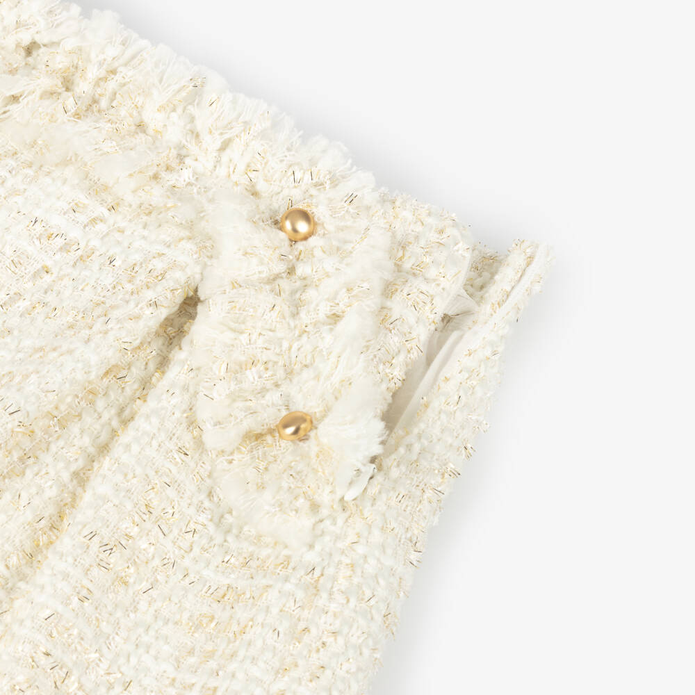 Balloon Chic-Girls Ivory Gold Woven Skirt | Childrensalon Outlet