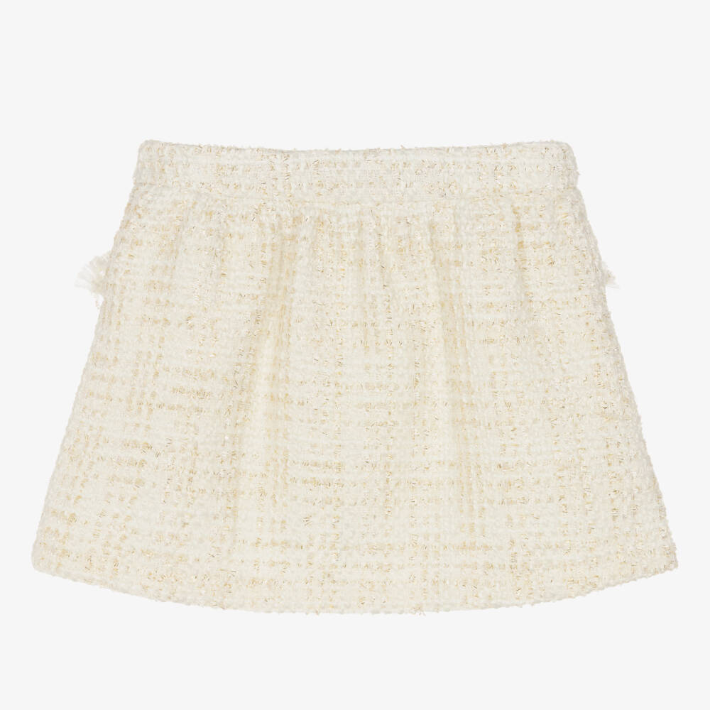 Balloon Chic-Girls Ivory Gold Woven Skirt | Childrensalon Outlet