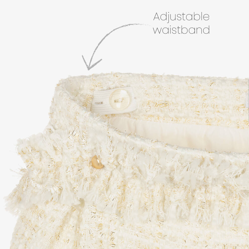 Balloon Chic-Girls Ivory Gold Woven Skirt | Childrensalon Outlet