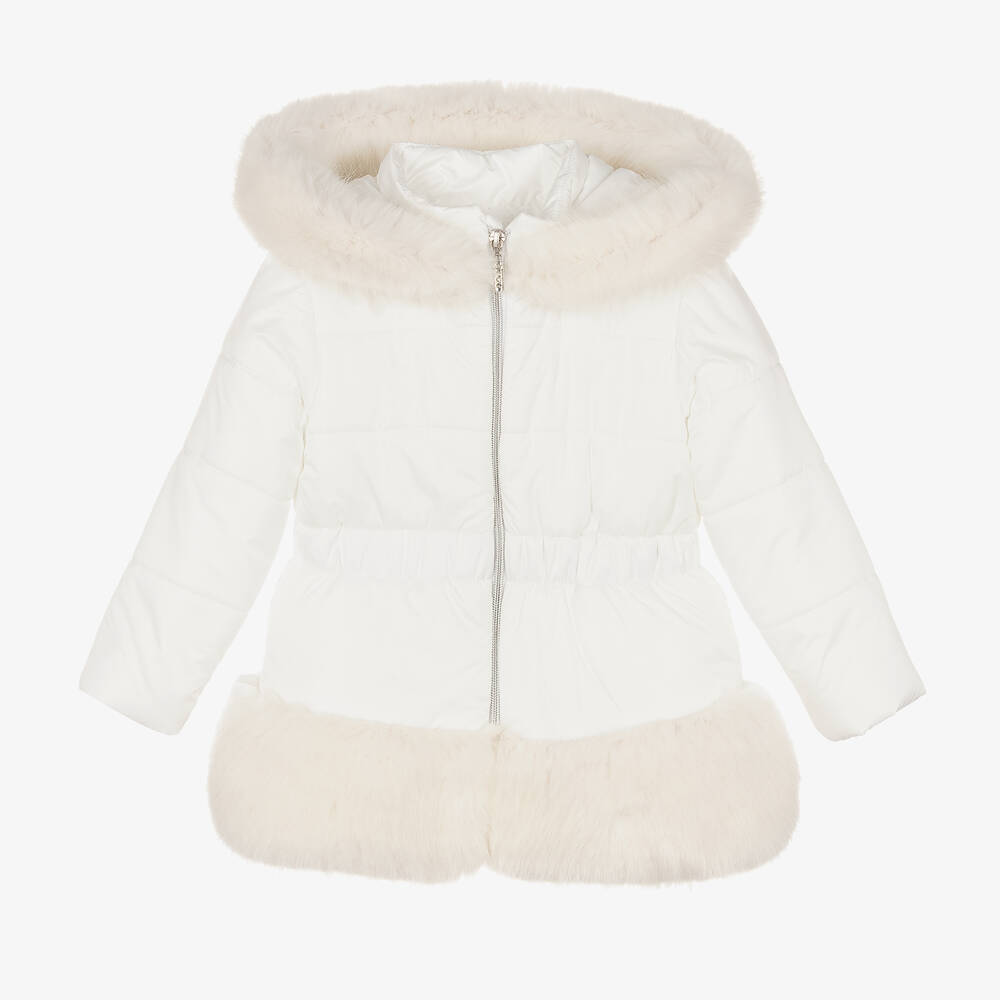 Balloon Chic - Girls Ivory Puffer Coat | Childrensalon