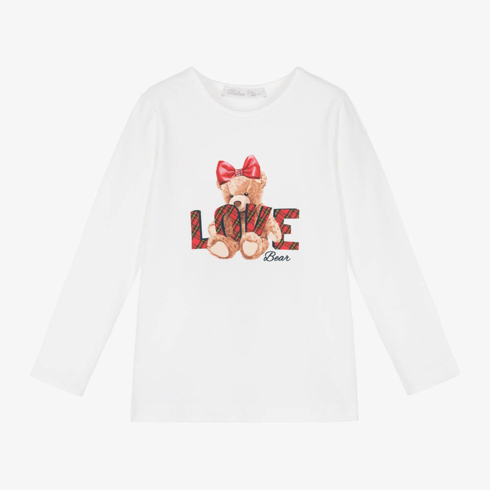 Balloon Chic-Girls Ivory Teddy Bear Top | Childrensalon Outlet