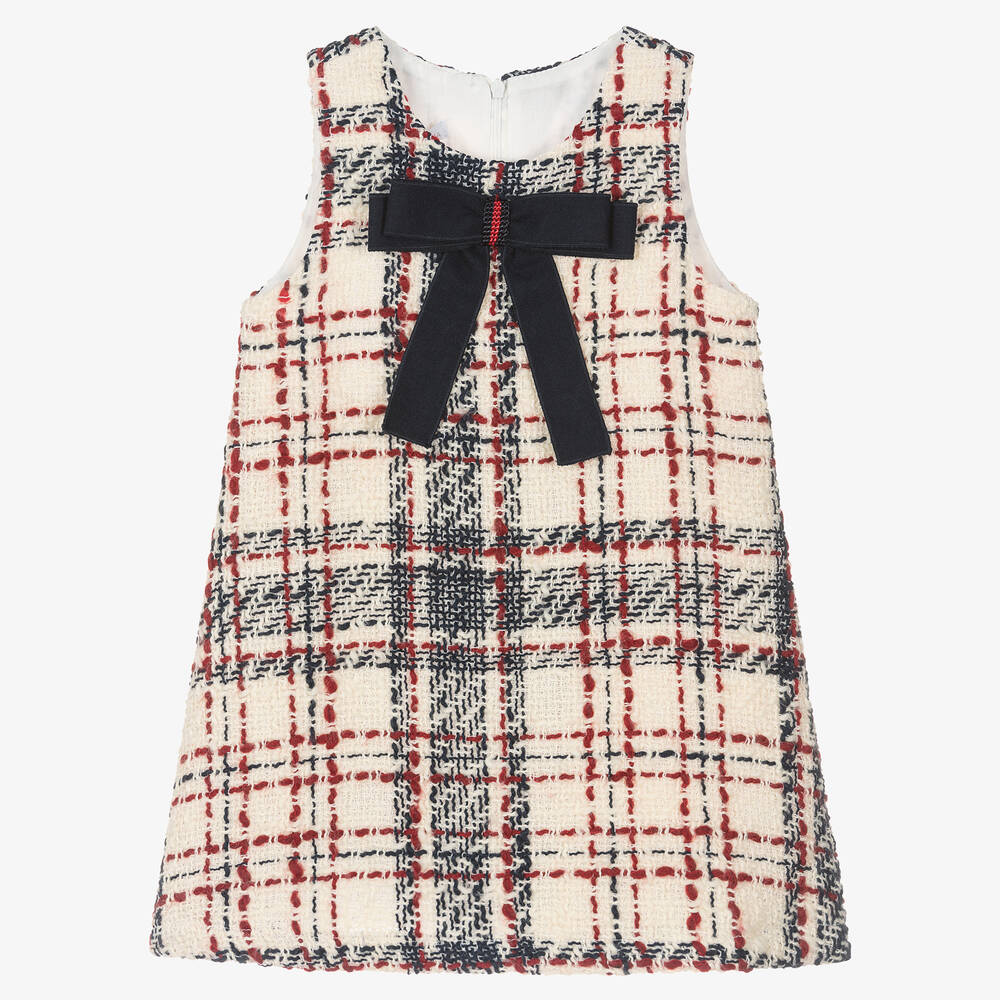 Balloon Chic - Robe ivoire en tweed à nœud fille | Childrensalon