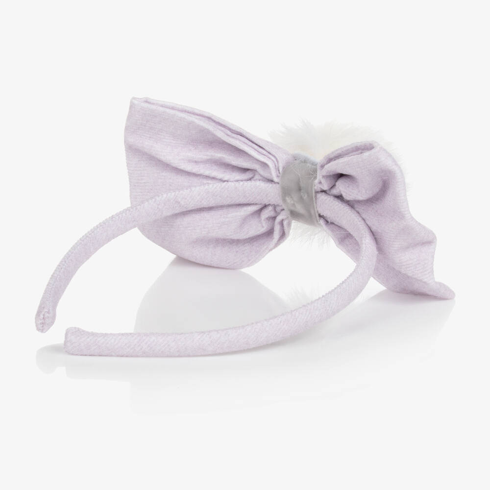 Balloon Chic-Girls Lilac Corduroy Bow Hairband | Childrensalon Outlet