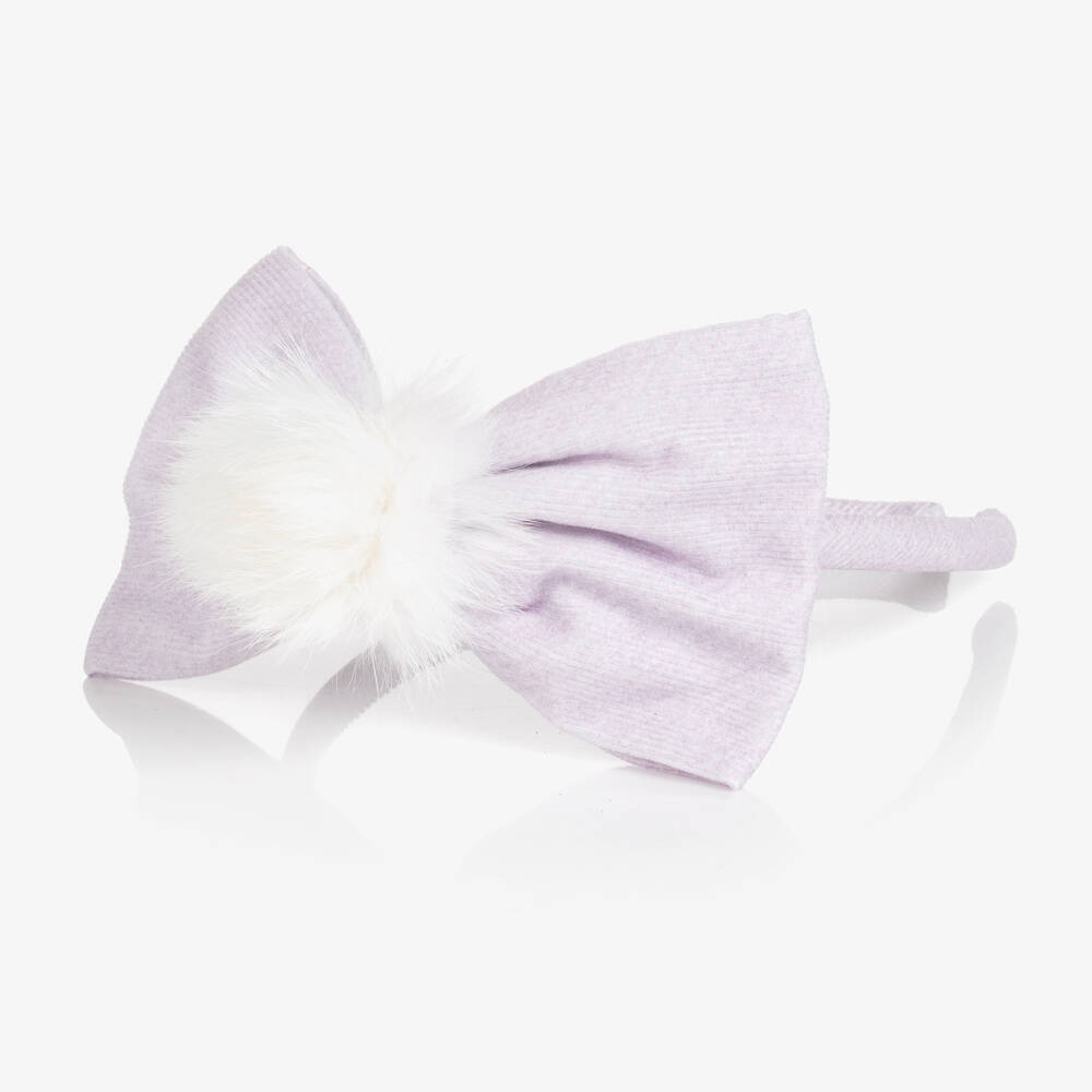 Balloon Chic-Girls Lilac Corduroy Bow Hairband | Childrensalon Outlet
