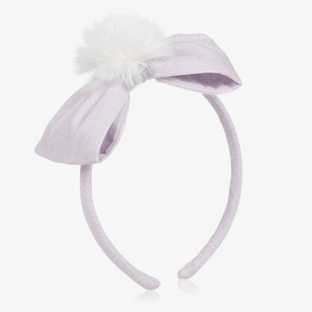 Balloon Chic - Girls Lilac Corduroy Bow Hairband | Childrensalon