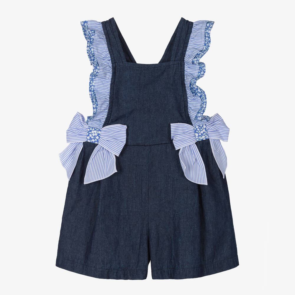 Balloon Chic-Girls Navy Blue Cotton Dungaree Shorts | Childrensalon Outlet