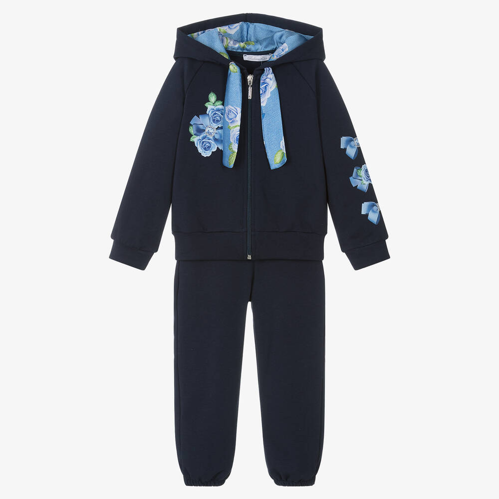 Balloon Chic-بدلة رياضية قطن جيرسي لون كحلي للبنات | Childrensalon Outlet