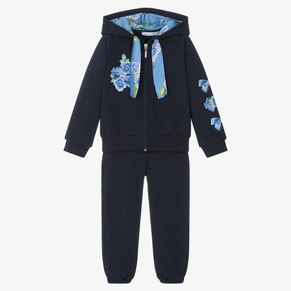 Balloon Chic - Girls Navy Blue Cotton Tracksuit | Childrensalon