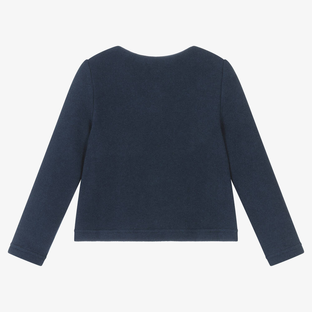Balloon Chic-Girls Navy Blue Knitted Cotton Cardigan | Childrensalon Outlet