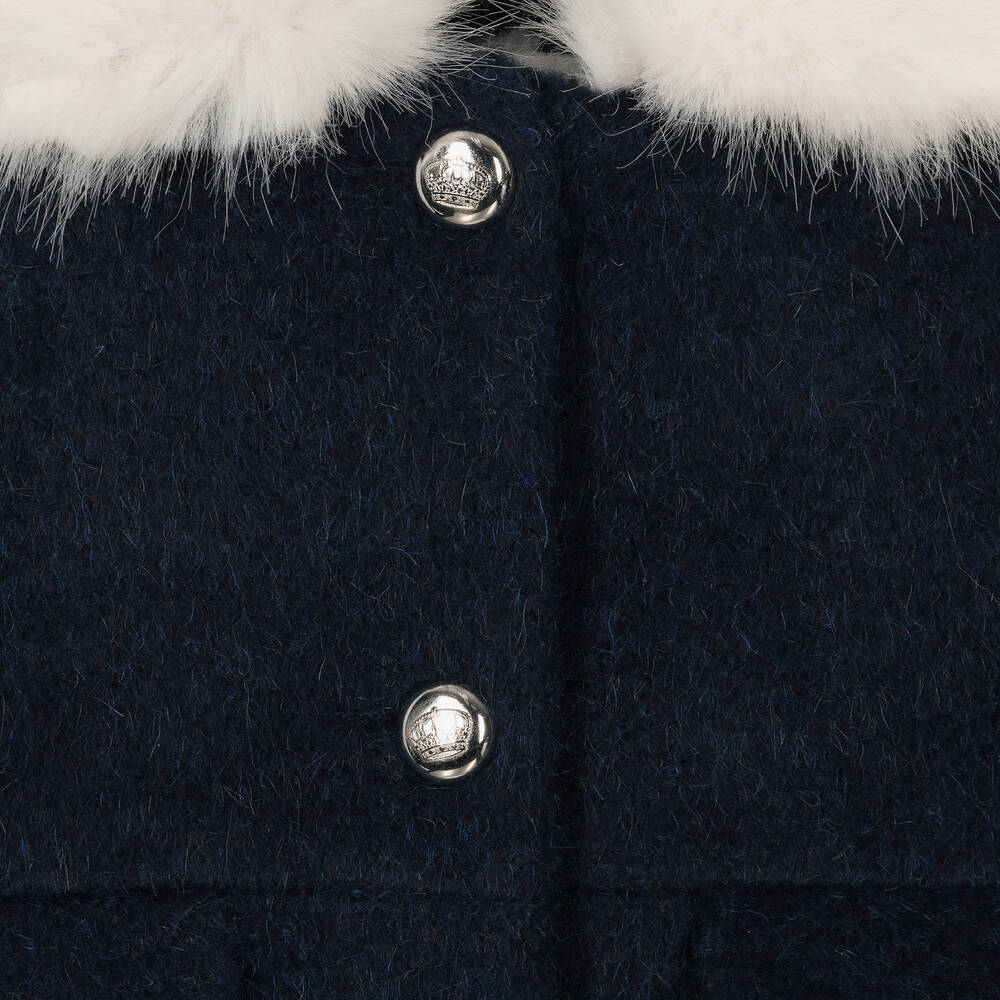 Balloon Chic-Girls Navy Blue Wool Coat | Childrensalon Outlet