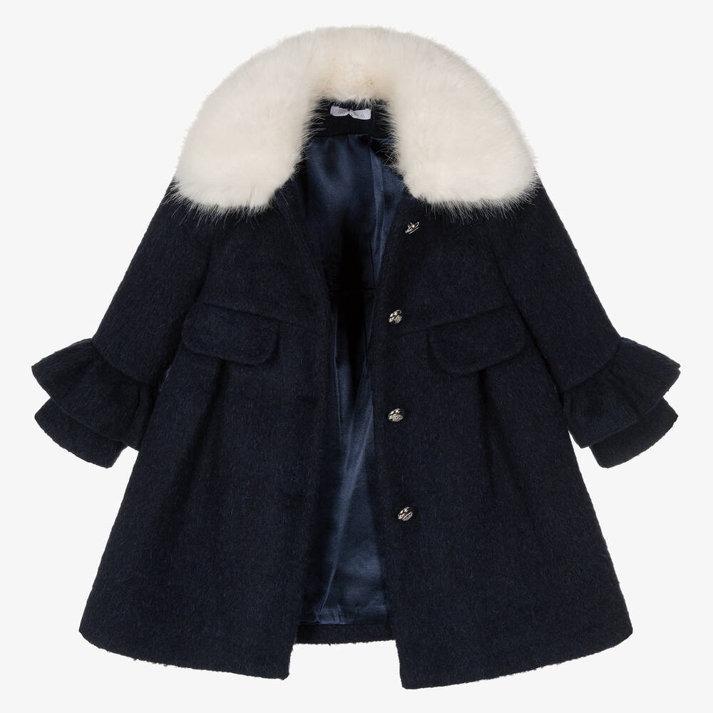 Balloon Chic-Girls Navy Blue Wool Coat | Childrensalon Outlet