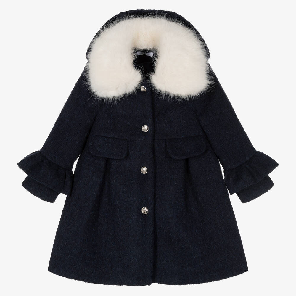 Balloon Chic-Girls Navy Blue Wool Coat | Childrensalon Outlet