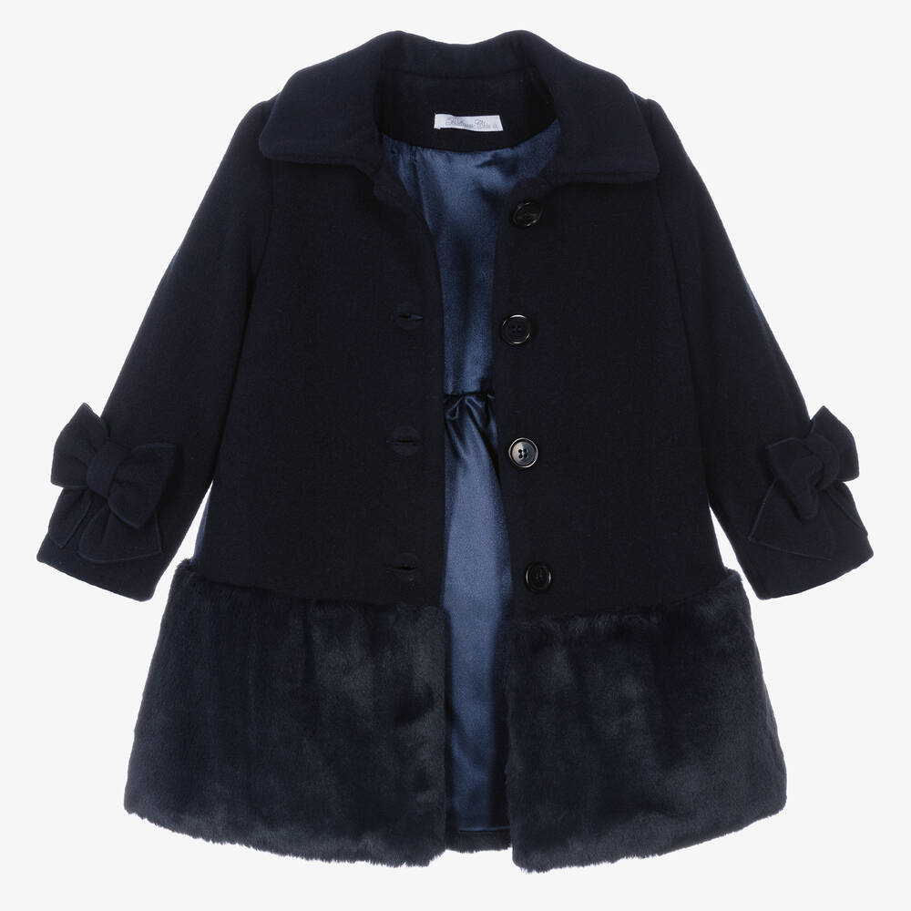 Balloon Chic-Girls Navy Blue Wool Coat | Childrensalon Outlet