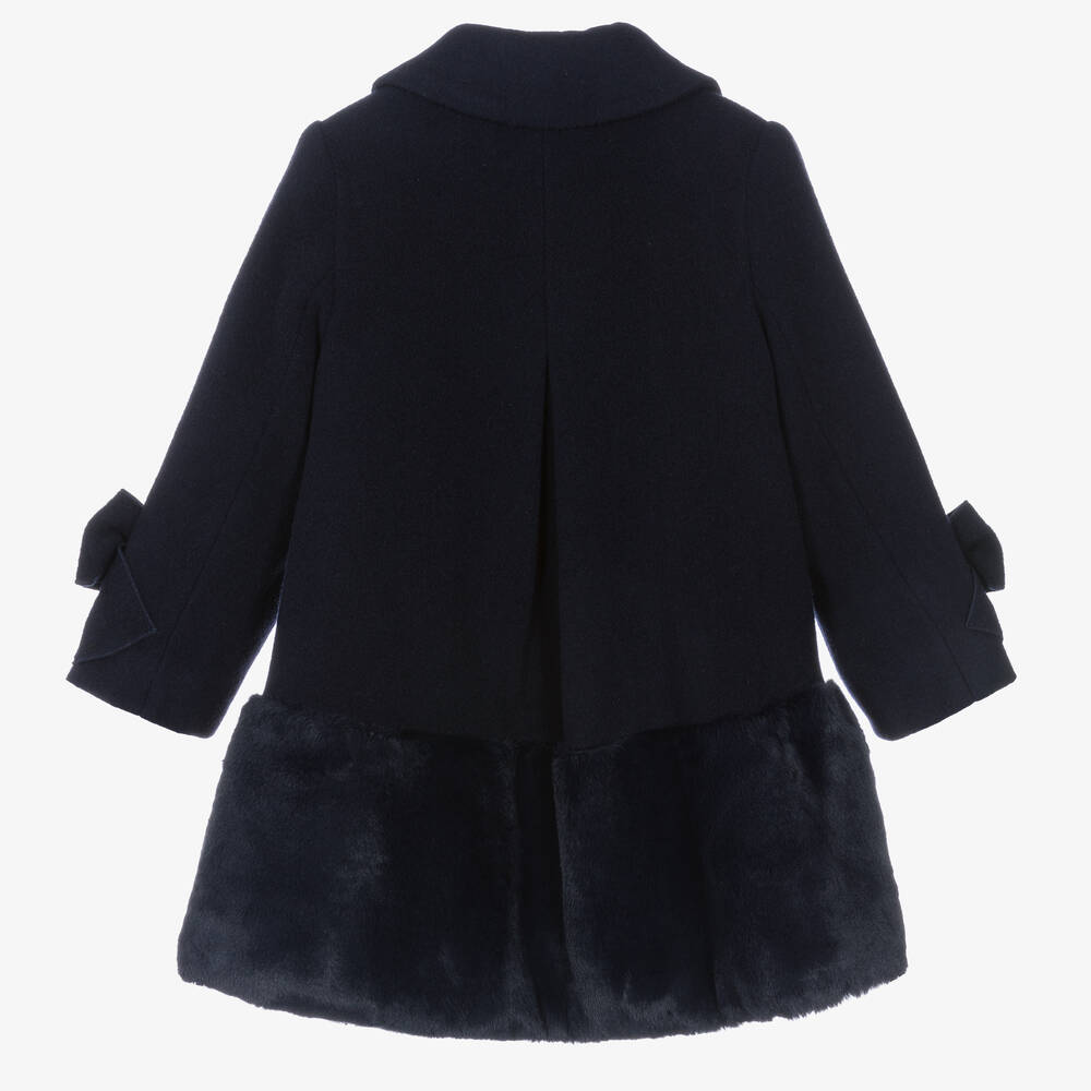 Balloon Chic-Girls Navy Blue Wool Coat | Childrensalon Outlet