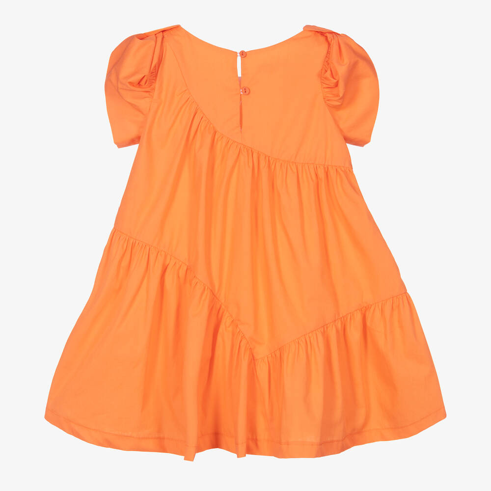 Balloon Chic-Girls Orange Cotton Poplin Dress | Childrensalon Outlet