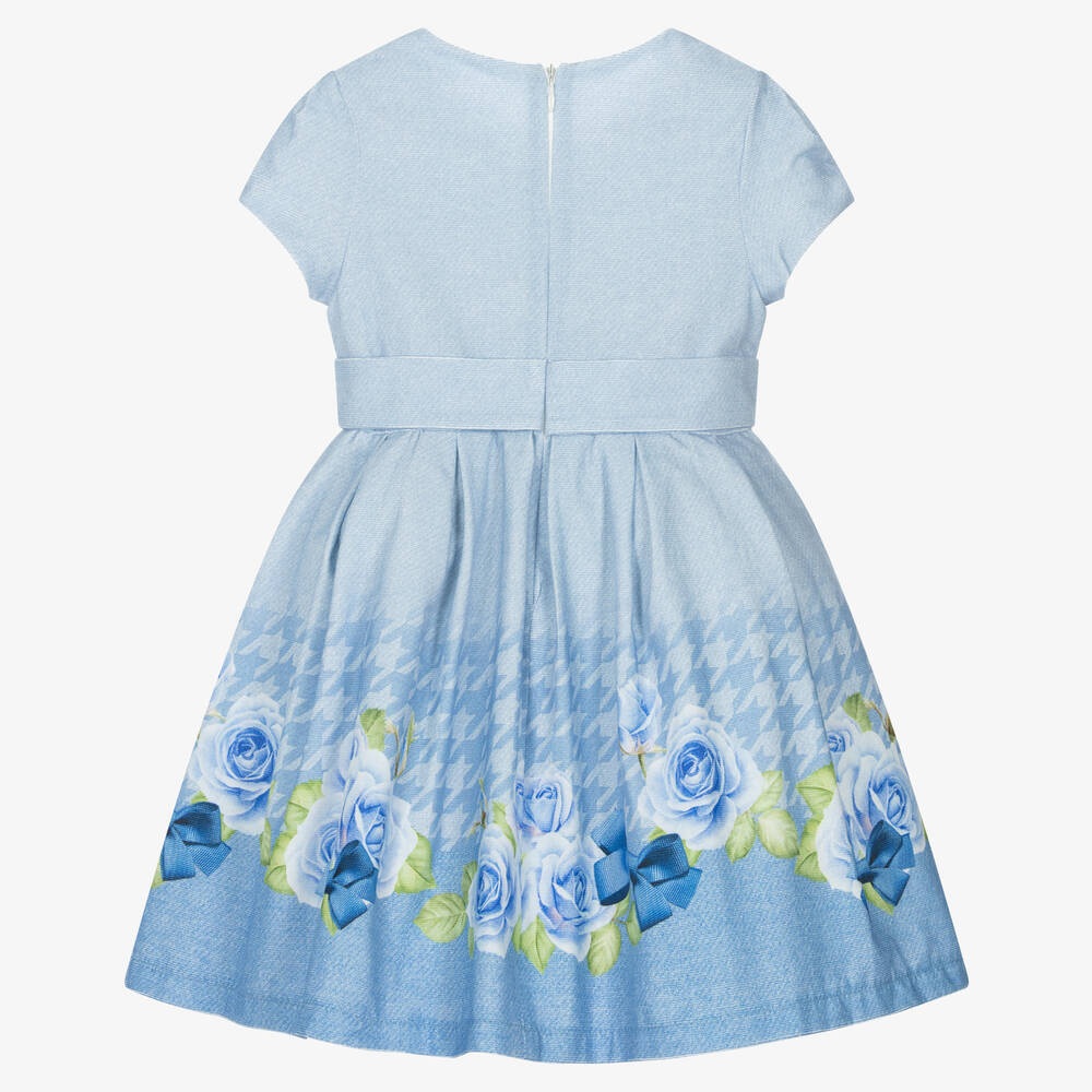 Balloon Chic-Girls Pale Blue Floral Cotton Dress | Childrensalon Outlet