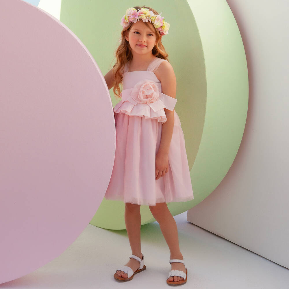 Balloon Chic-Розовое платье из тюля с цветком | Childrensalon Outlet