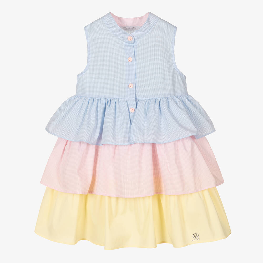 Balloon Chic - Голубое многоярусное платье из хлопка | Childrensalon