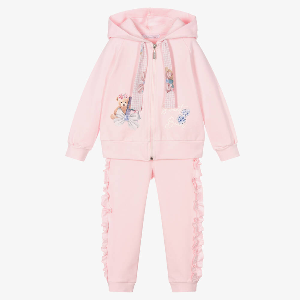 Balloon Chic - Girls Pink Bear Tracksuit | Childrensalon