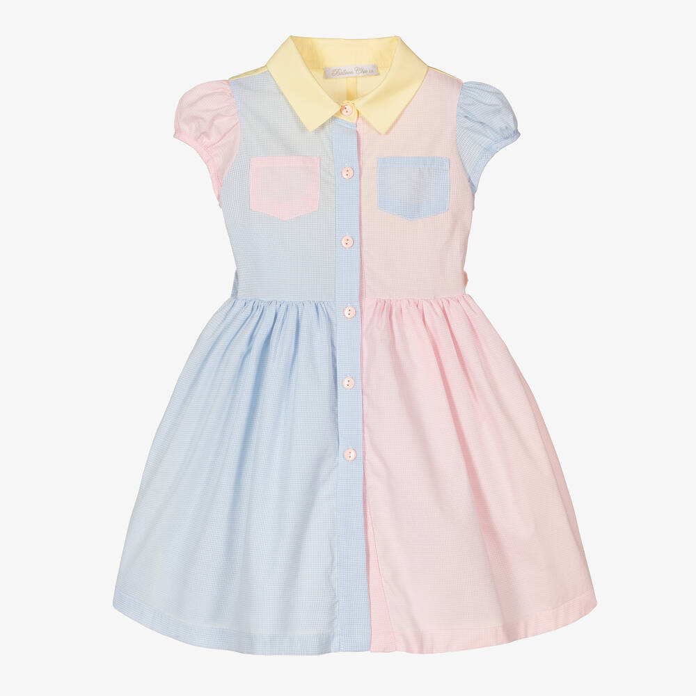 Balloon Chic-Girls Pink & Blue Cotton Gingham Dress | Childrensalon Outlet