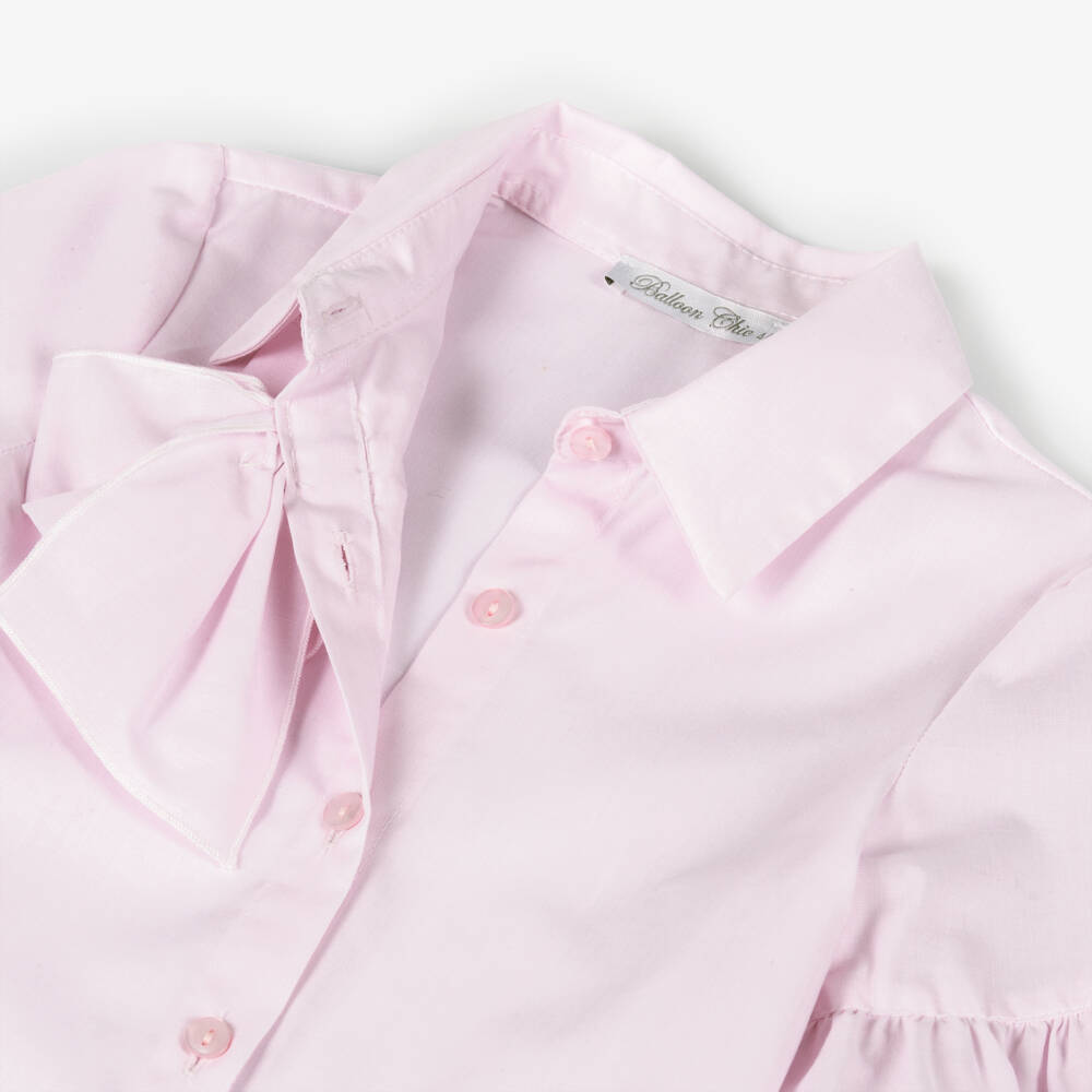 Balloon Chic-Girls Pink Bow Accent Blouse | Childrensalon Outlet