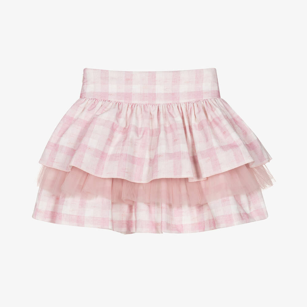 Balloon Chic-Girls Pink Checked Cotton Skirt | Childrensalon Outlet