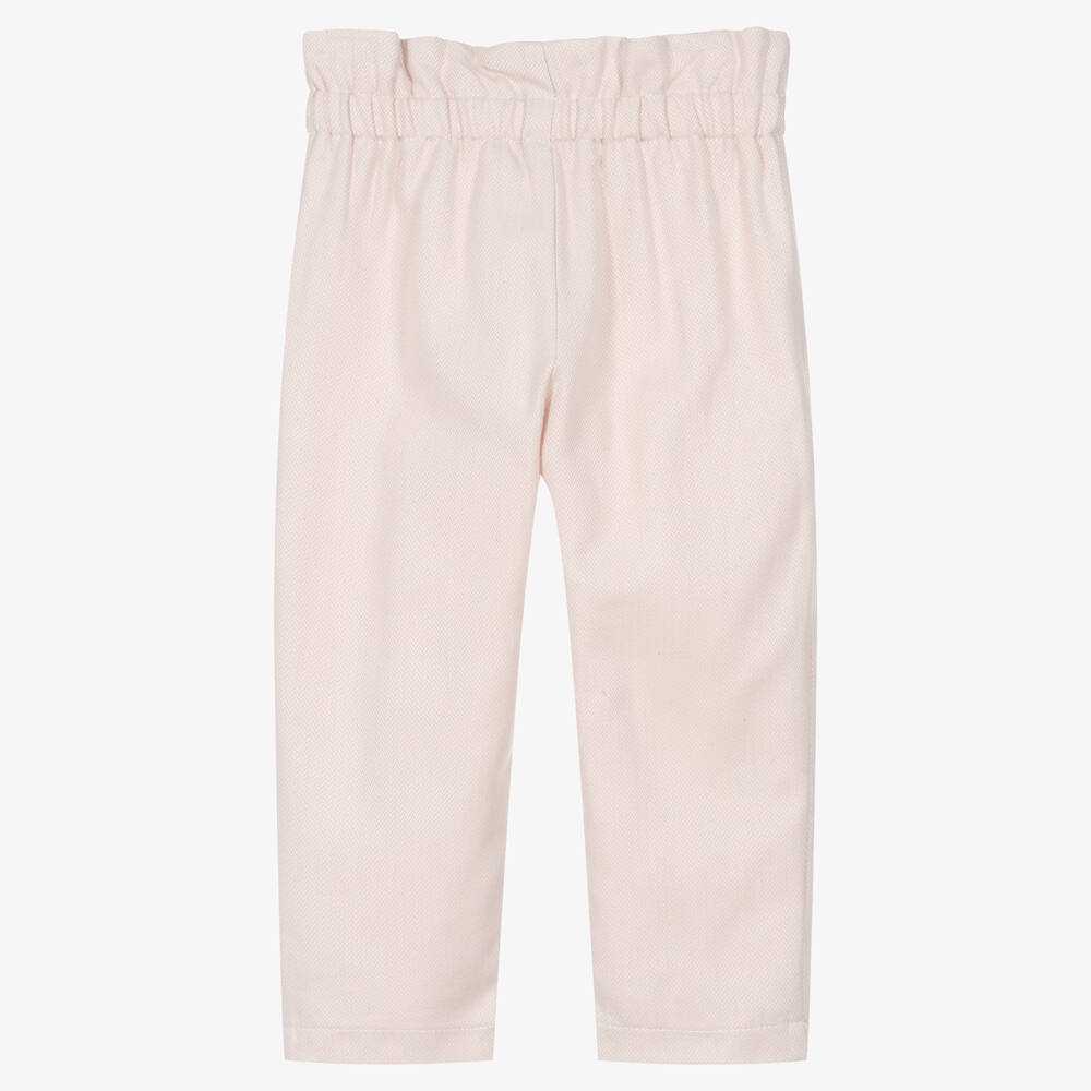 Balloon Chic-Girls Pink Cotton Bow Trousers | Childrensalon Outlet