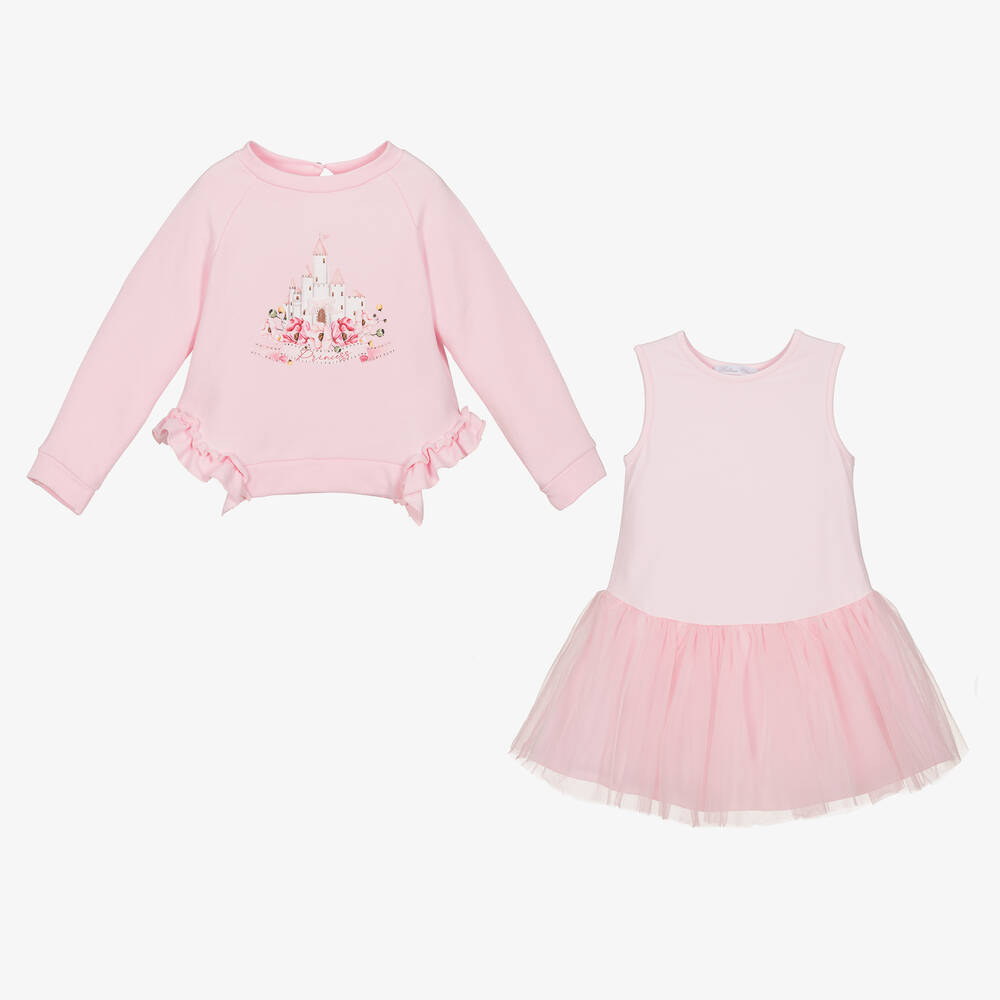 Balloon Chic-Розовый свитшот и платье из хлопка | Childrensalon Outlet
