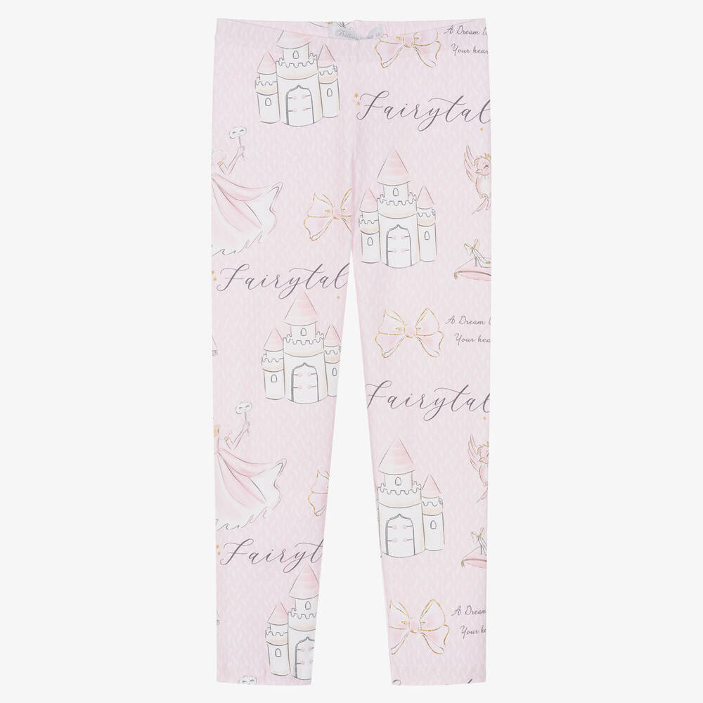 Balloon Chic - Girls Pink Cotton Fairytale Leggings | Childrensalon