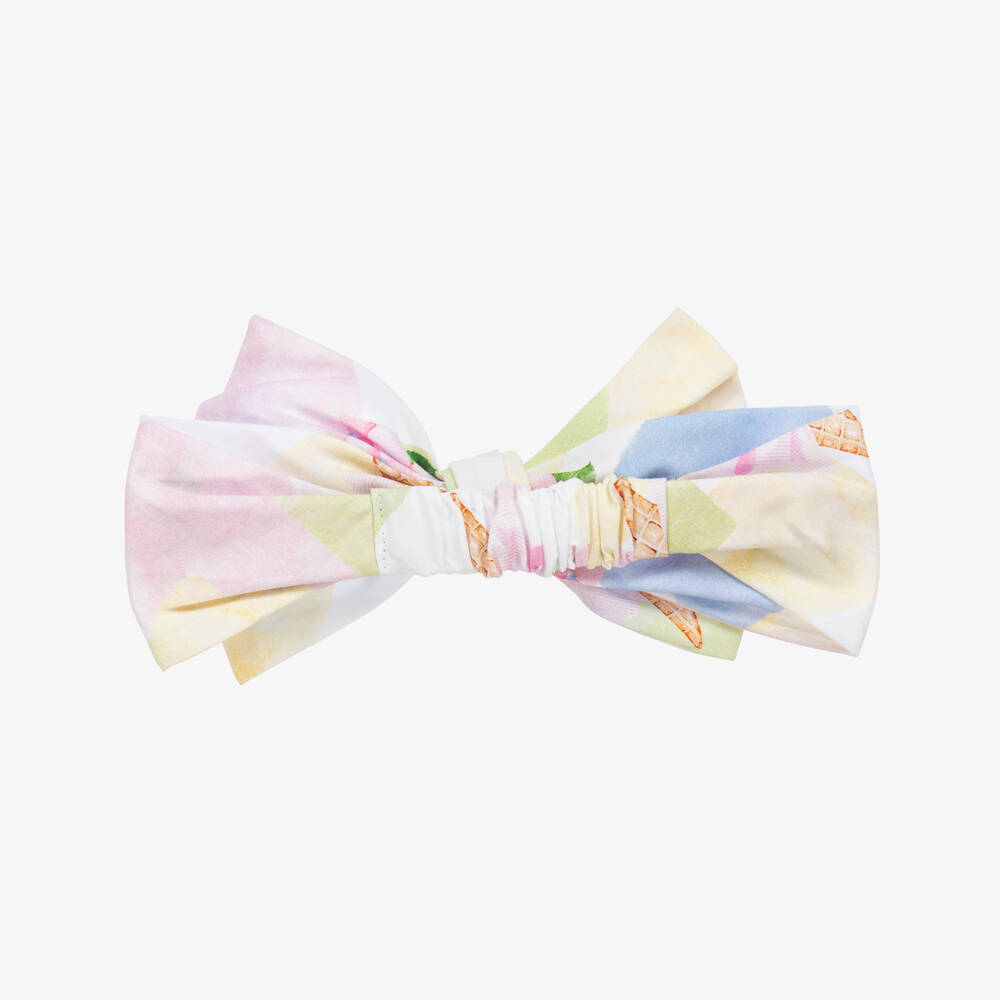 Balloon Chic-Girls Pink Cotton Floral Bow Headband | Childrensalon Outlet