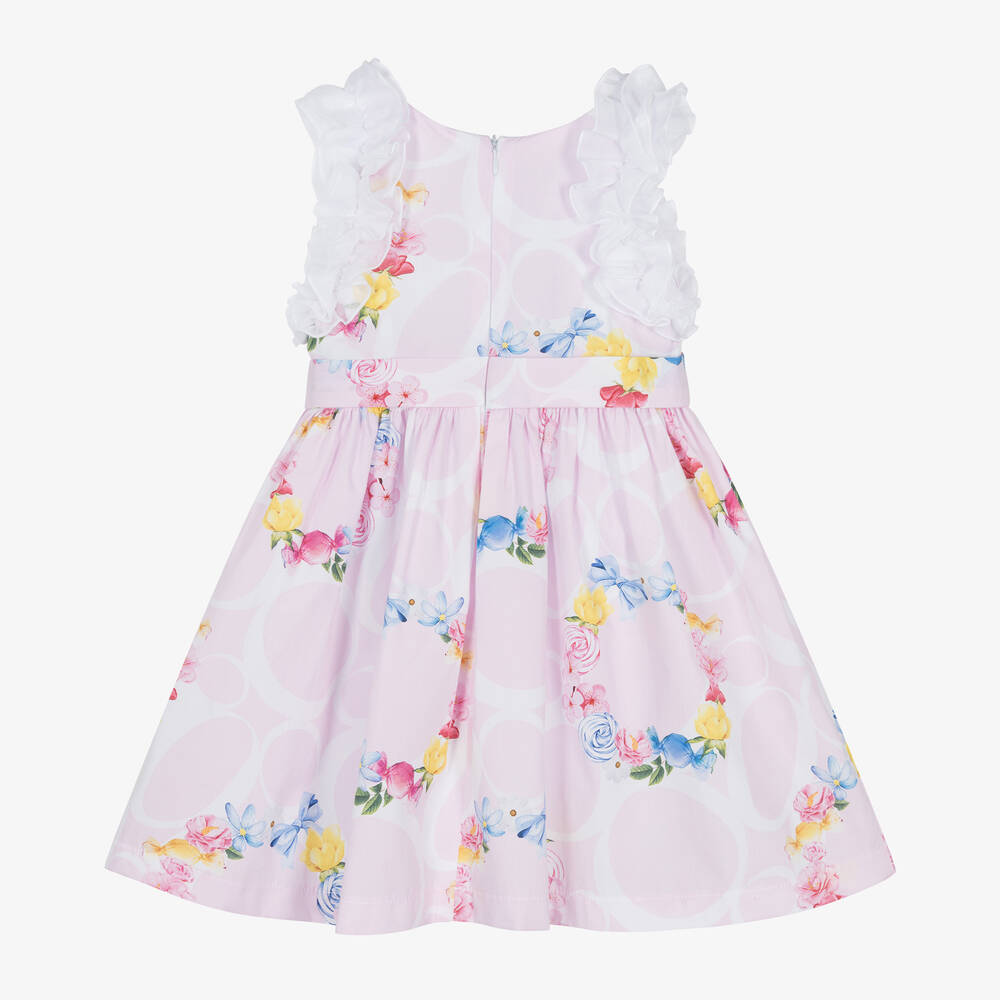 Balloon Chic-Girls Pink Cotton Floral Garland Dress | Childrensalon Outlet