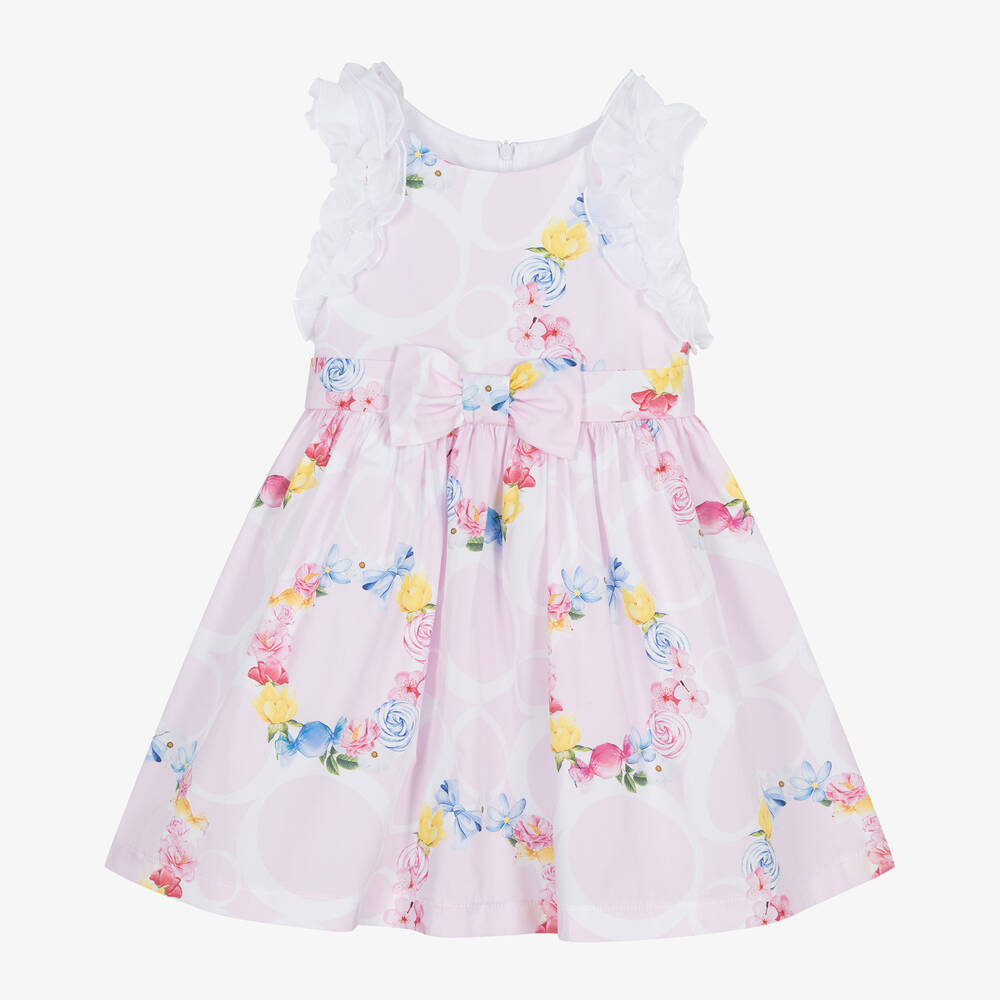 Balloon Chic-Girls Pink Cotton Floral Garland Dress | Childrensalon Outlet