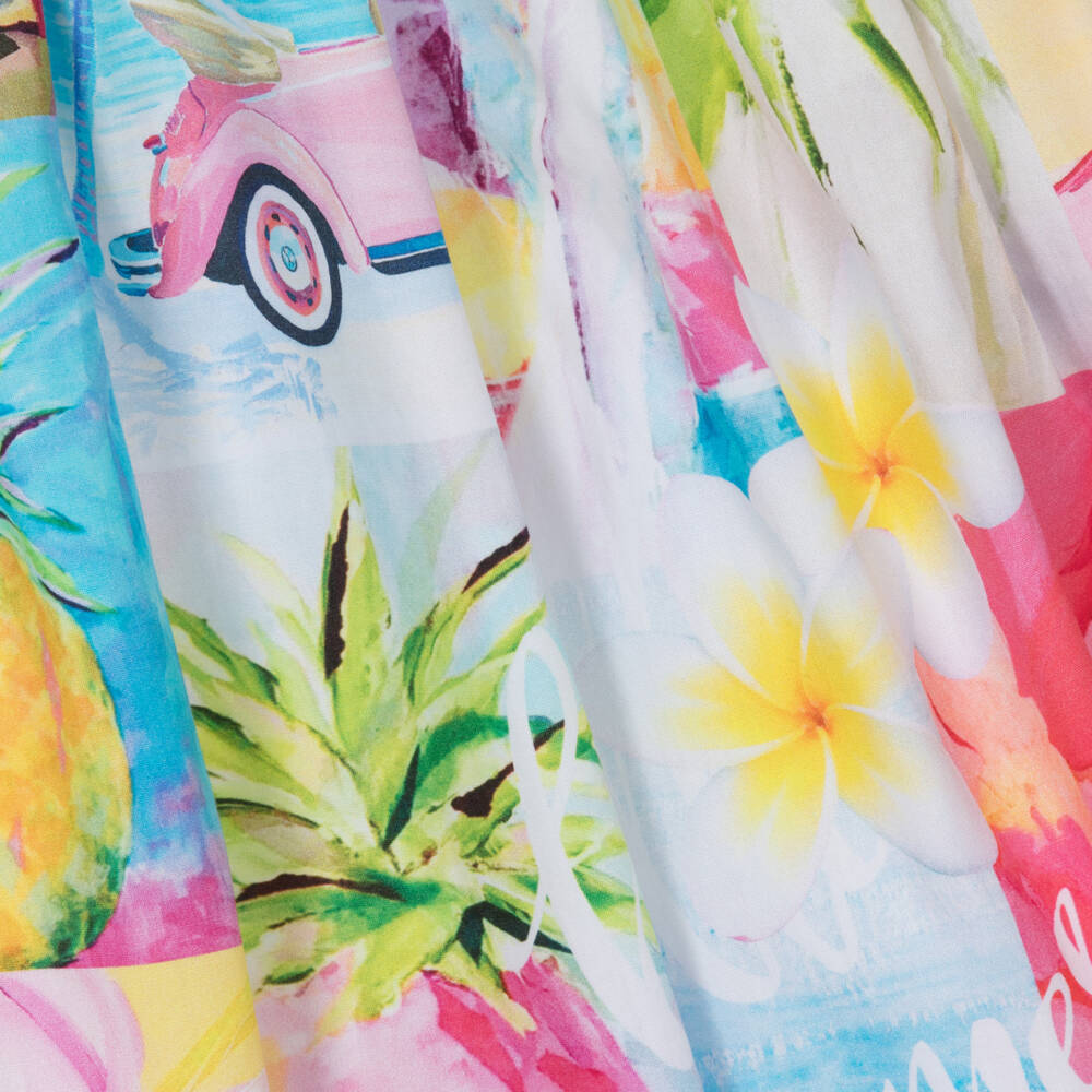 Balloon Chic-Girls Pink Cotton Holiday Print Dress | Childrensalon Outlet