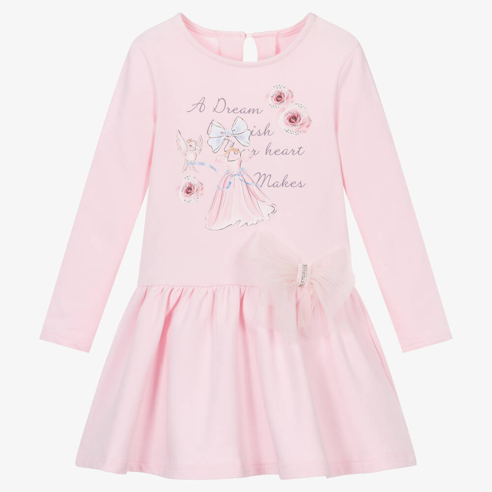 Balloon Chic - Girls Pink Cotton Jersey Dress | Childrensalon