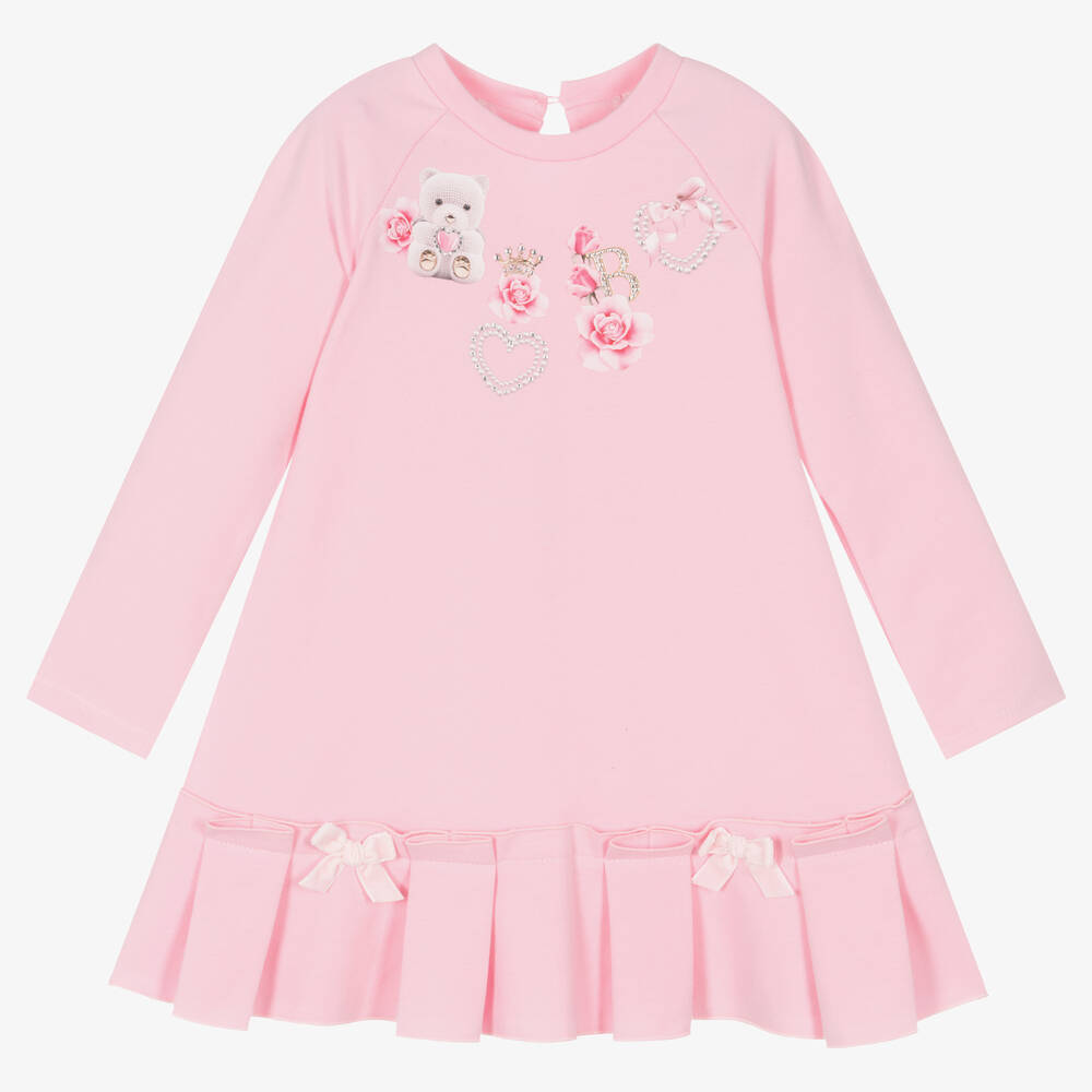 Balloon Chic - Girls Pink Cotton Jersey Dress | Childrensalon