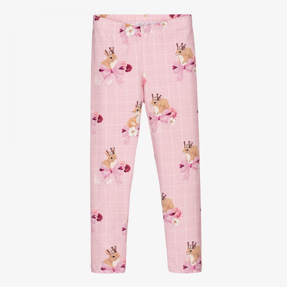 Balloon Chic - Girls Pink Cotton Leggings | Childrensalon