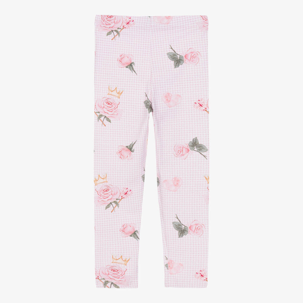 Balloon Chic-Girls Pink Cotton Rose Print Leggings | Childrensalon Outlet
