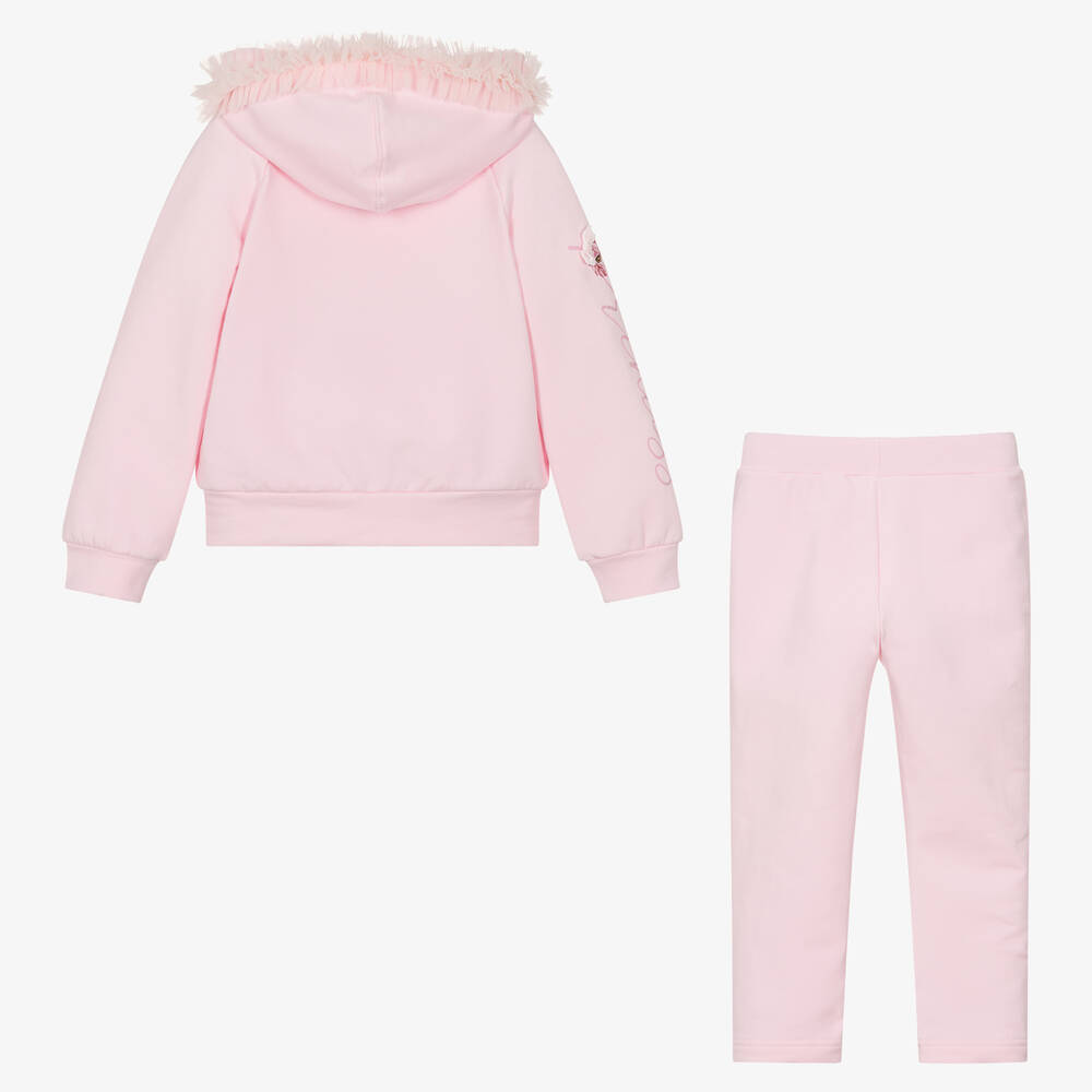 Balloon Chic-Girls Pink Cotton Ruffle Trim Tracksuit | Childrensalon Outlet