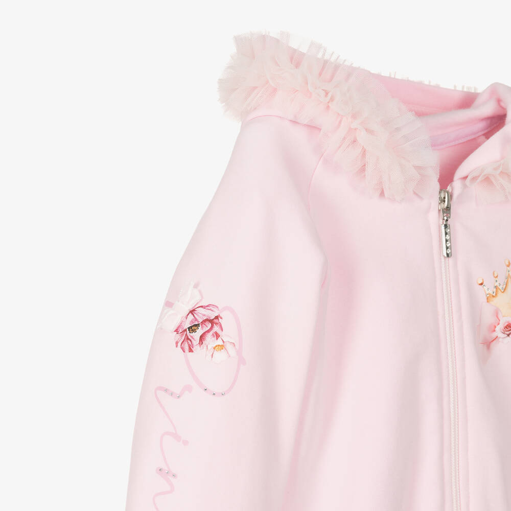 Balloon Chic-Girls Pink Cotton Ruffle Trim Tracksuit | Childrensalon Outlet