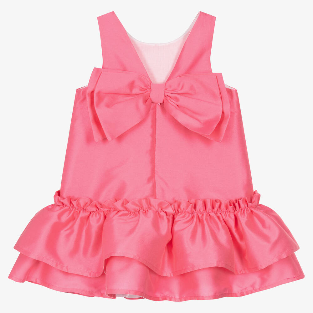 Balloon Chic-Girls Pink Cotton & Silk Bow Dress | Childrensalon Outlet