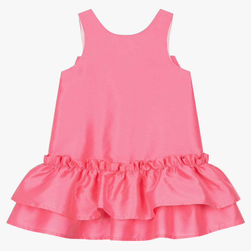 Balloon Chic - Girls Pink Cotton & Silk Bow Dress | Childrensalon