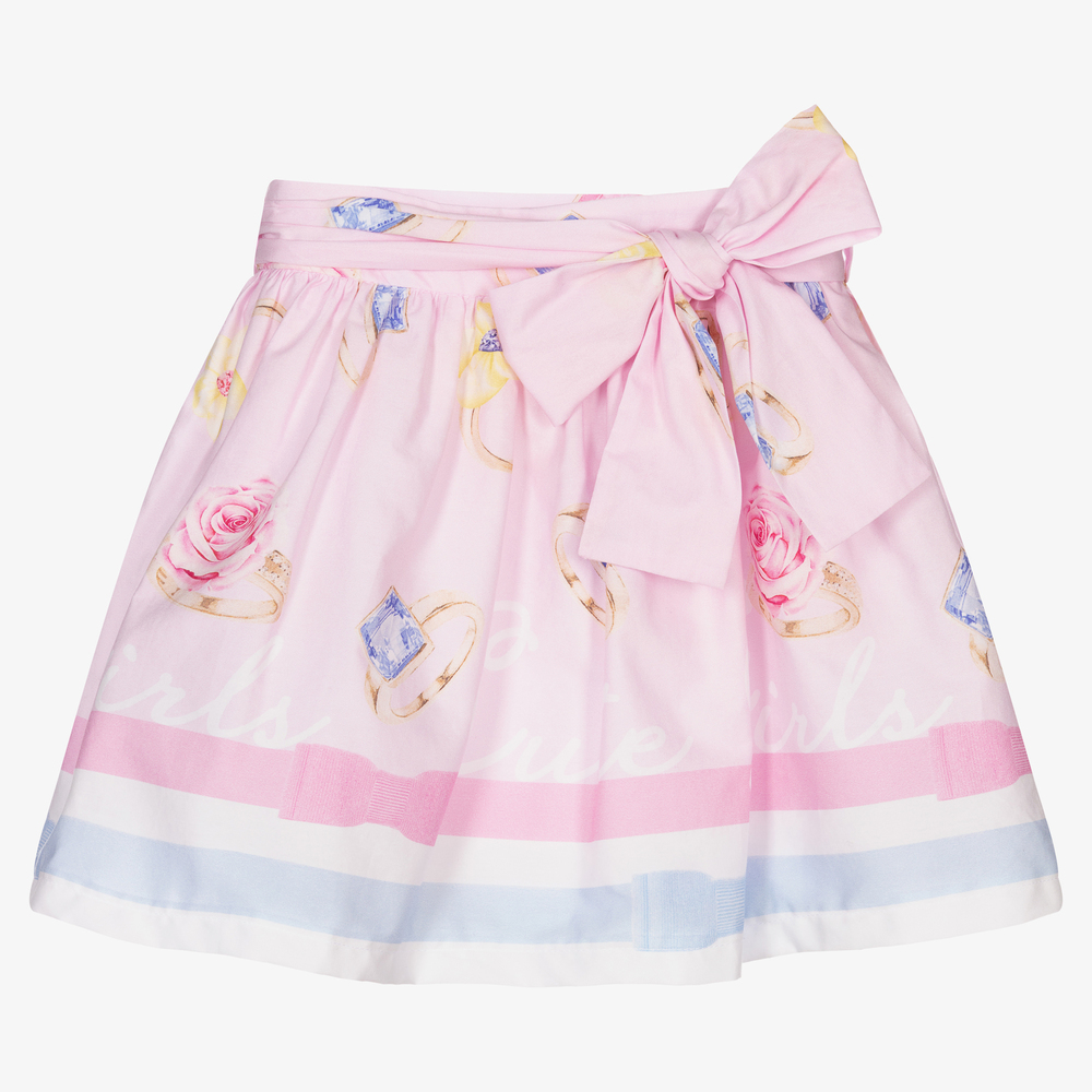 Balloon Chic - Girls Pink Cotton Skirt | Childrensalon