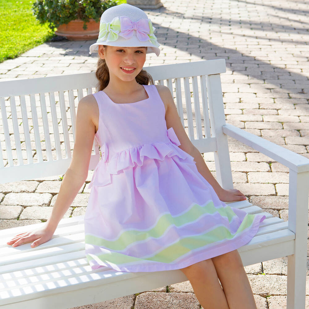 Balloon Chic-Girls Pink Cotton Striped Dress | Childrensalon Outlet