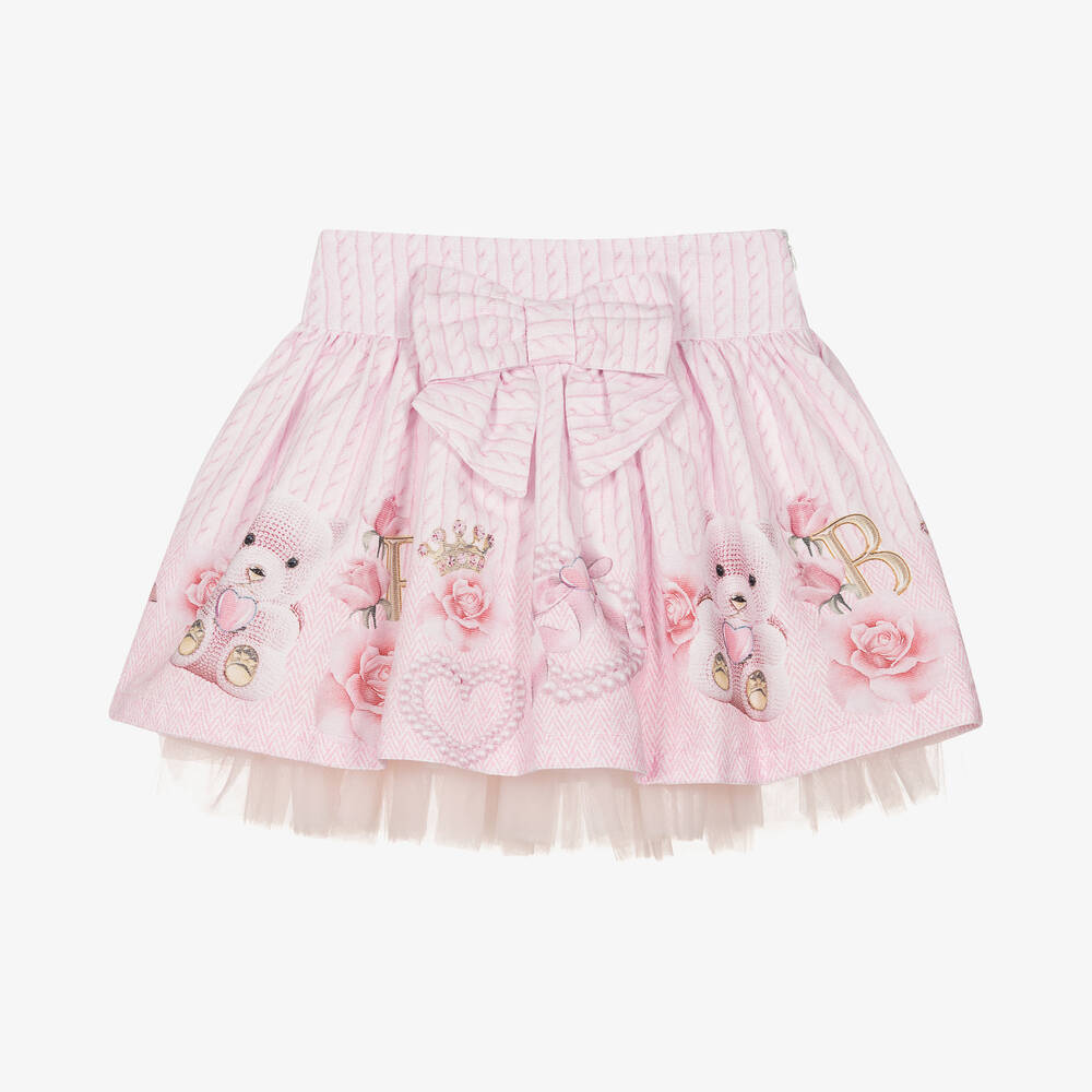 Balloon Chic - Girls Pink Cotton Teddy Bear Skirt | Childrensalon